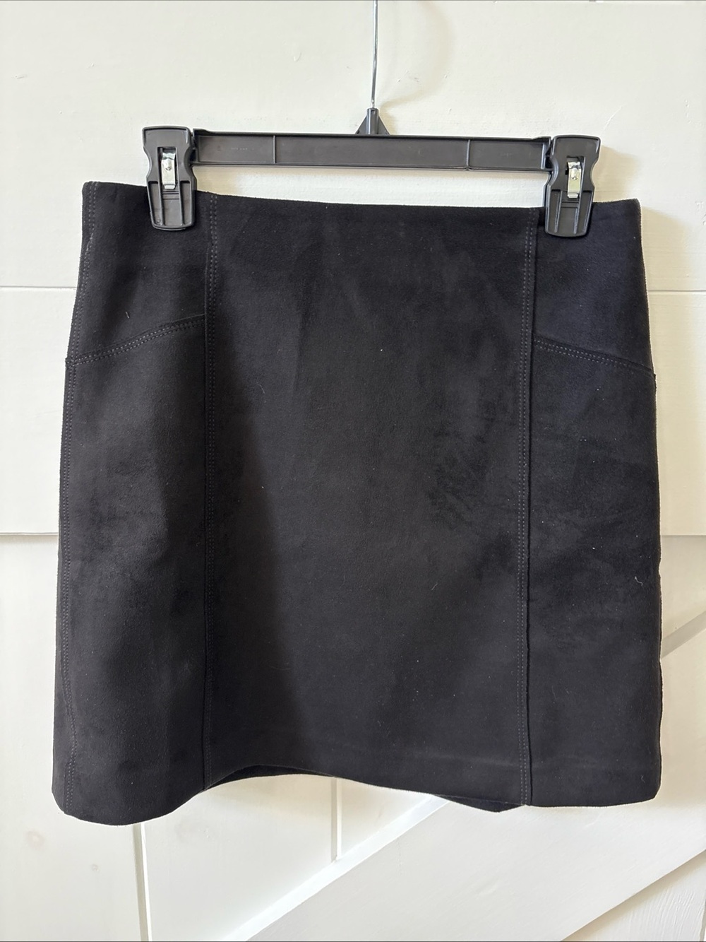 Loft Women Faux Suede Pencil Mini Skirt Black 4 Lined Stretch Business Career